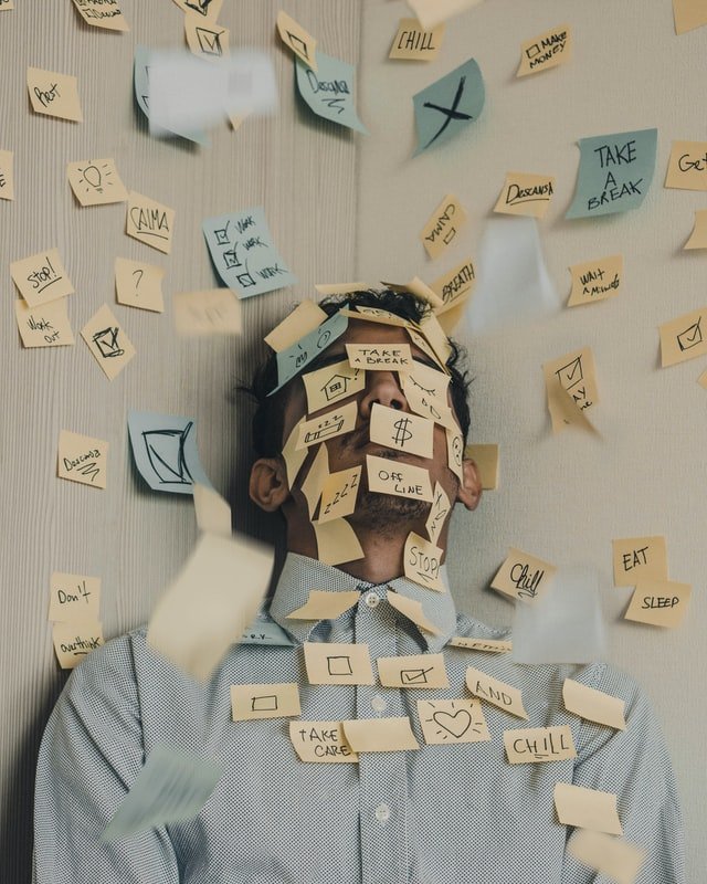 Man covered in post-its