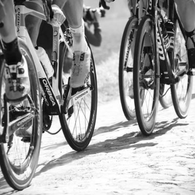 a photo showing a group of people cycling